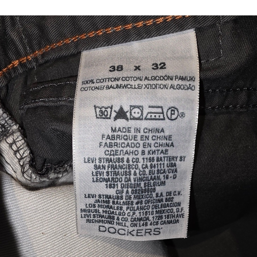 Dockers Mens Straight Fit Chinos Pants Gray Size 38x32 Cotton Casual Comfort - Picture 9 of 9